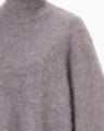 Mohair Knitted High Neck Top - purple