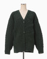 Floral Motif Chunky Knitted Cardigan - green