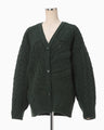 Floral Motif Chunky Knitted Cardigan - green