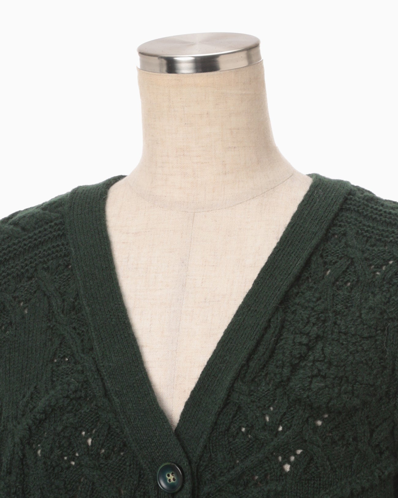 Floral Motif Chunky Knitted Cardigan - green