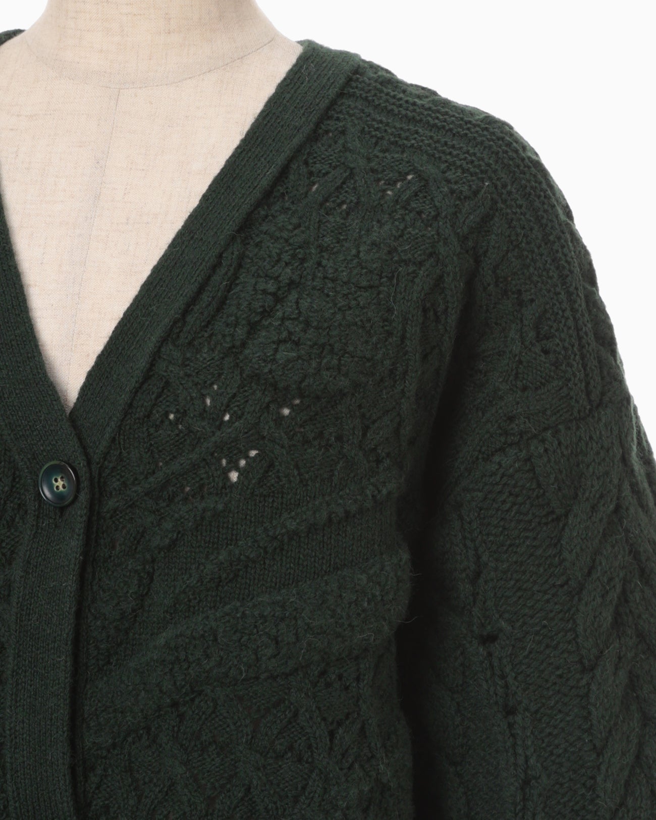 Floral Motif Chunky Knitted Cardigan - green