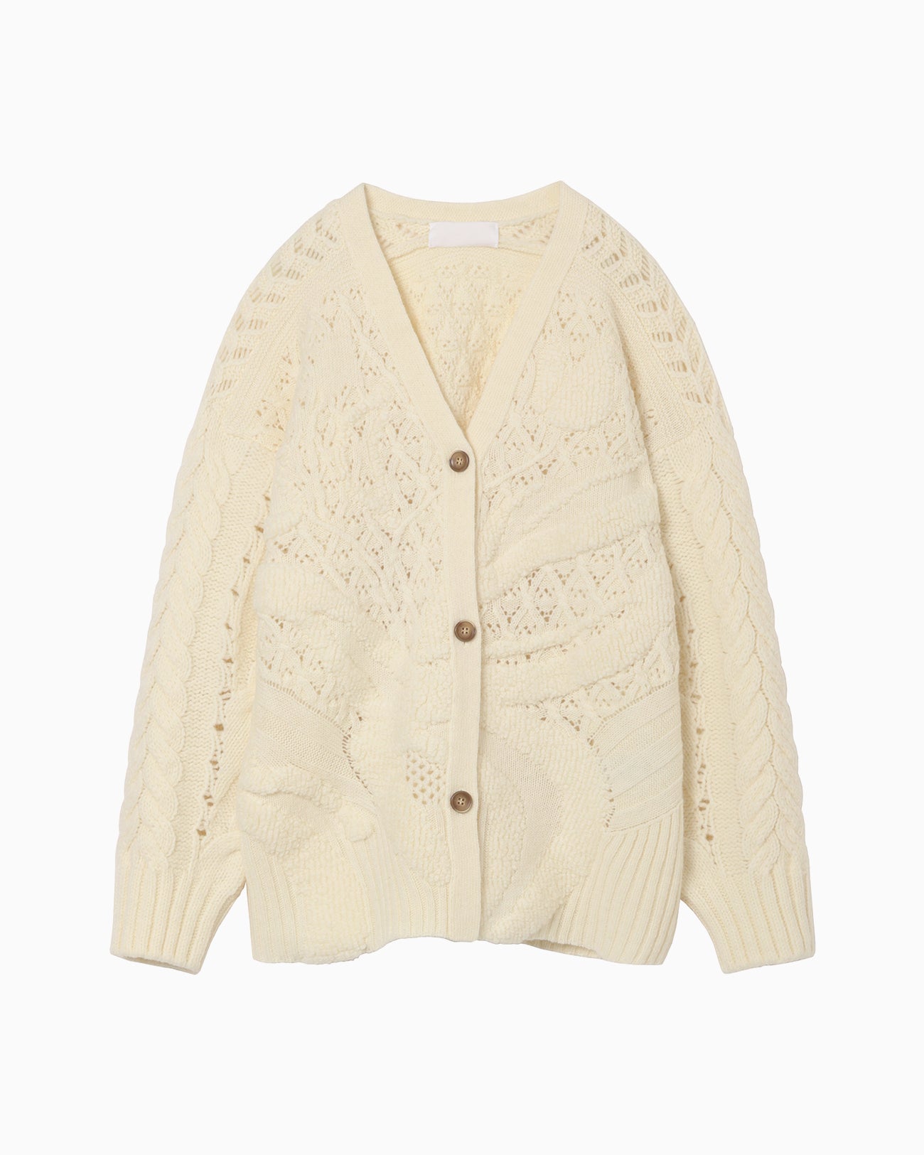 Floral Motif Chunky Knitted Cardigan - white