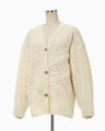 Floral Motif Chunky Knitted Cardigan - white