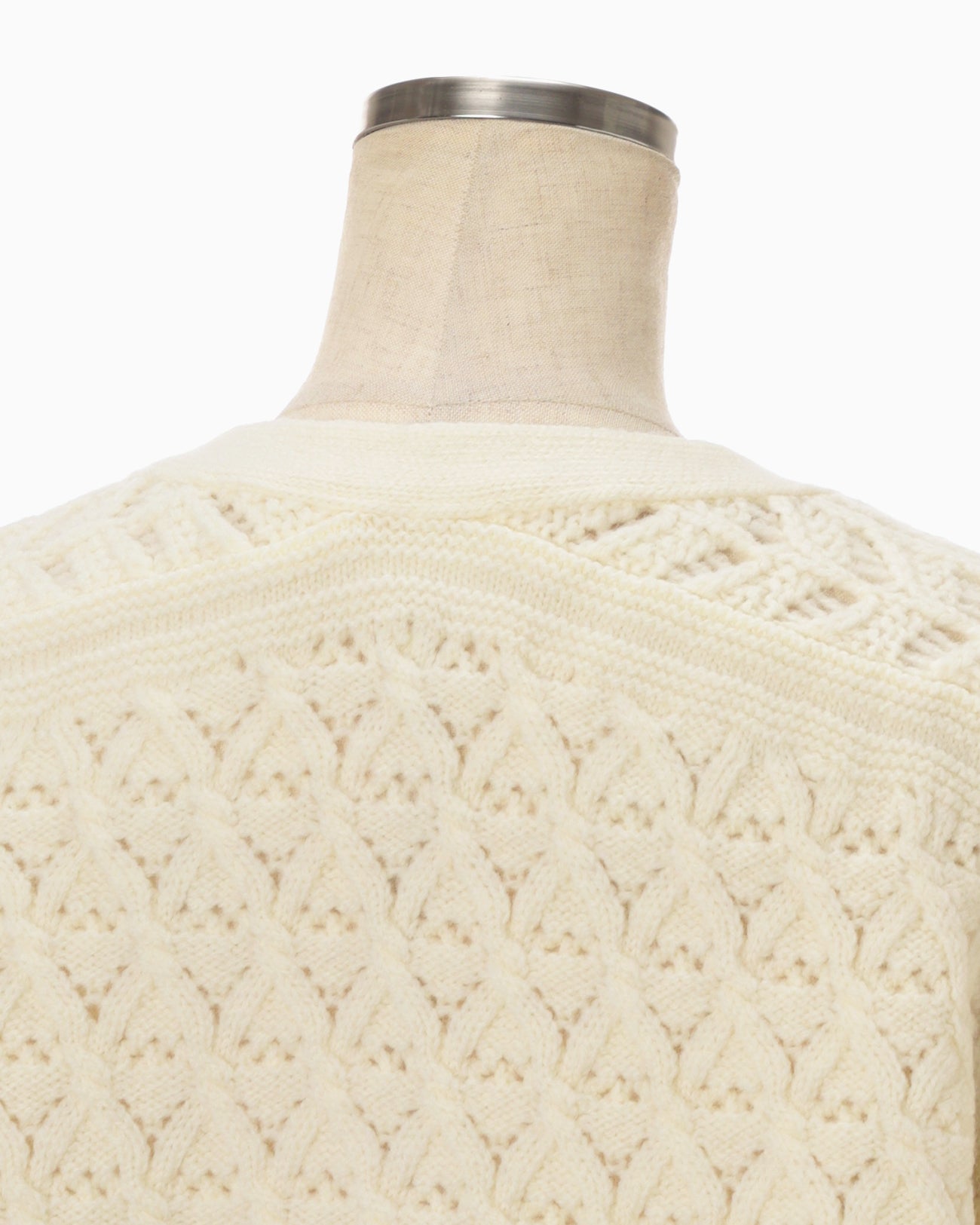 Floral Motif Chunky Knitted Cardigan - white