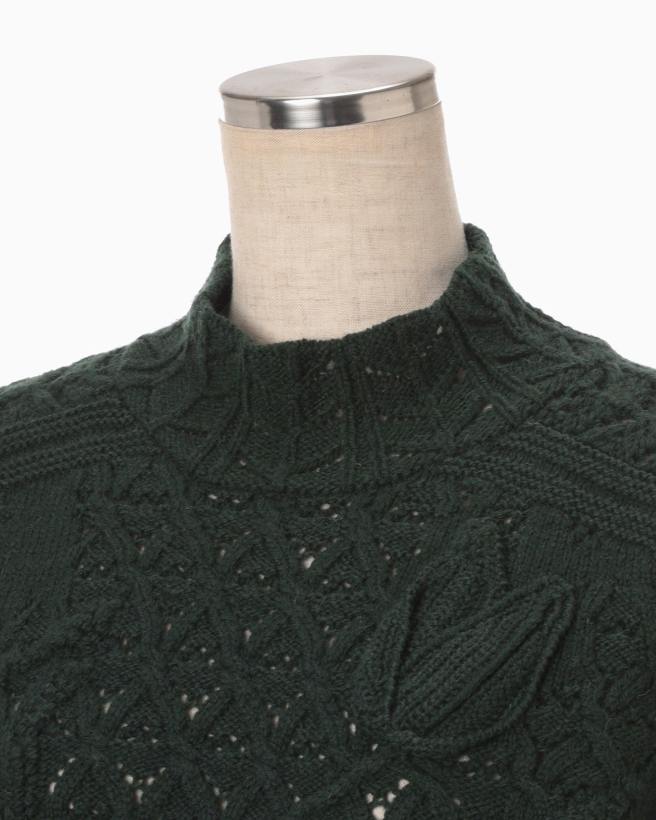 Floral Motif Chunky Knitted Top - green