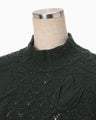 Floral Motif Chunky Knitted Top - green