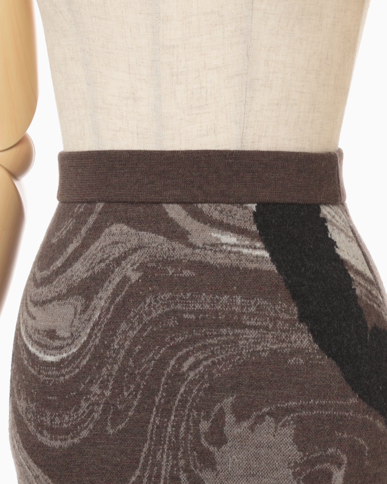 Marble Pattern Knitted Skirt - brown