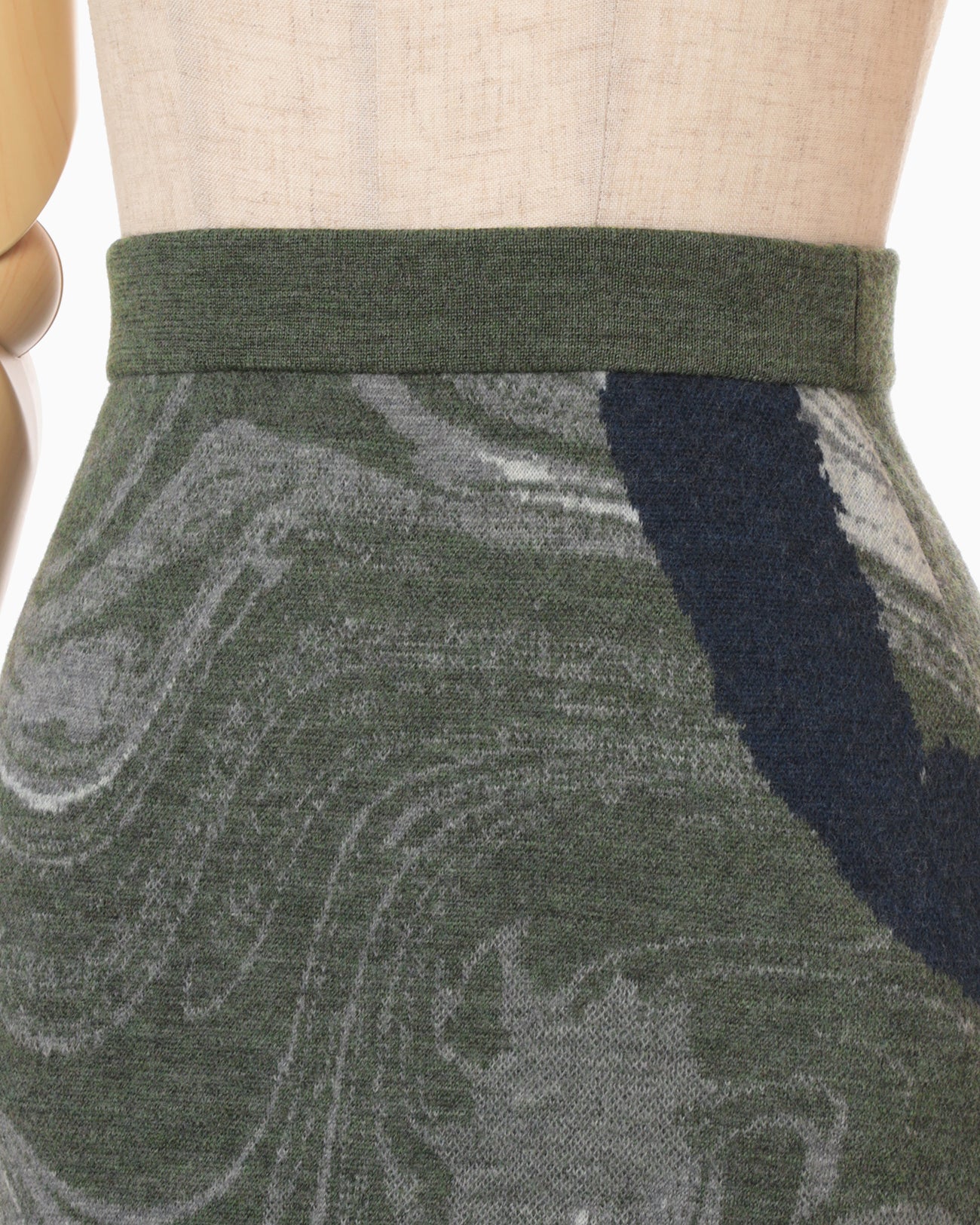 Marble Pattern Knitted Skirt - khaki