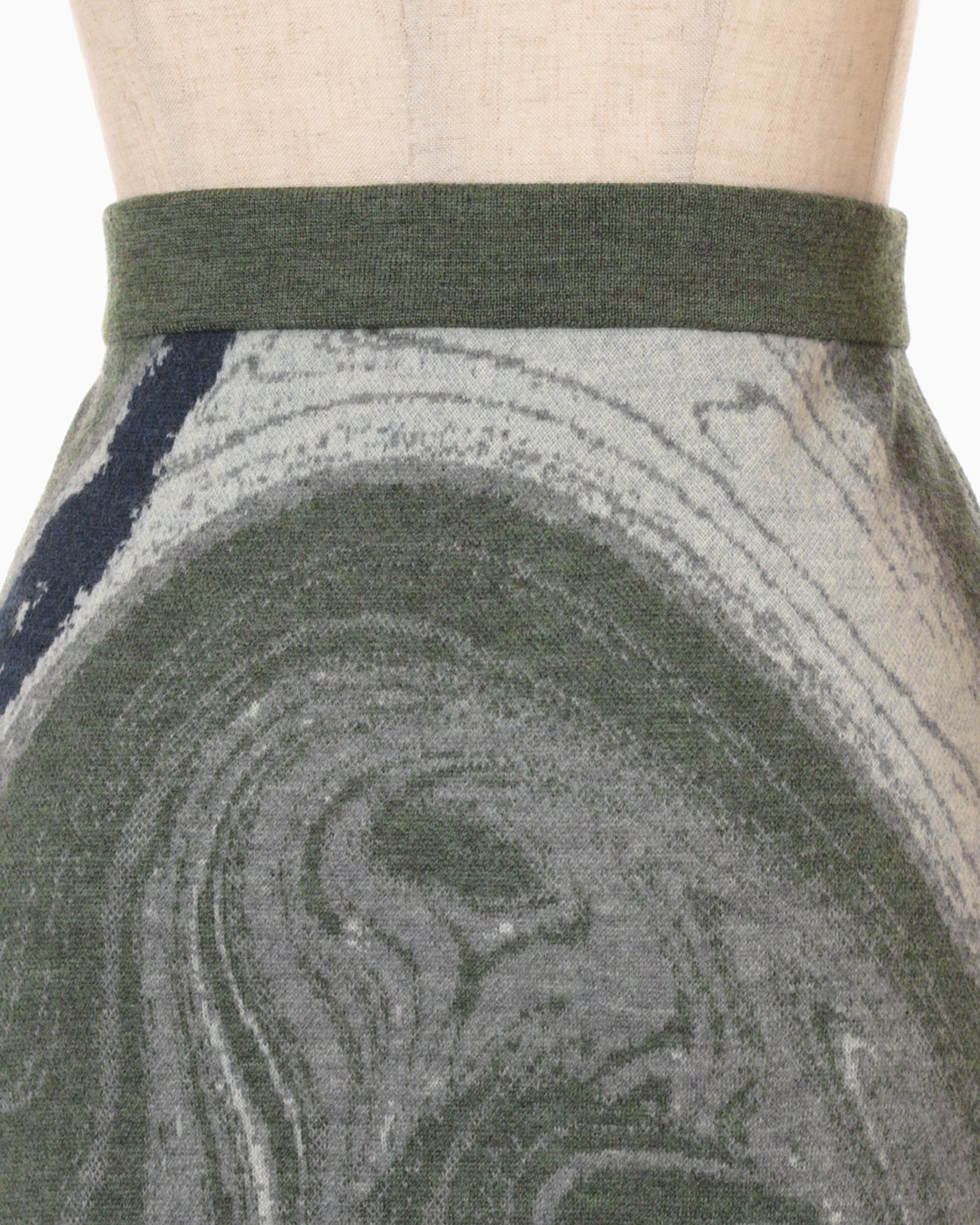 Marble Pattern Knitted Skirt - khaki