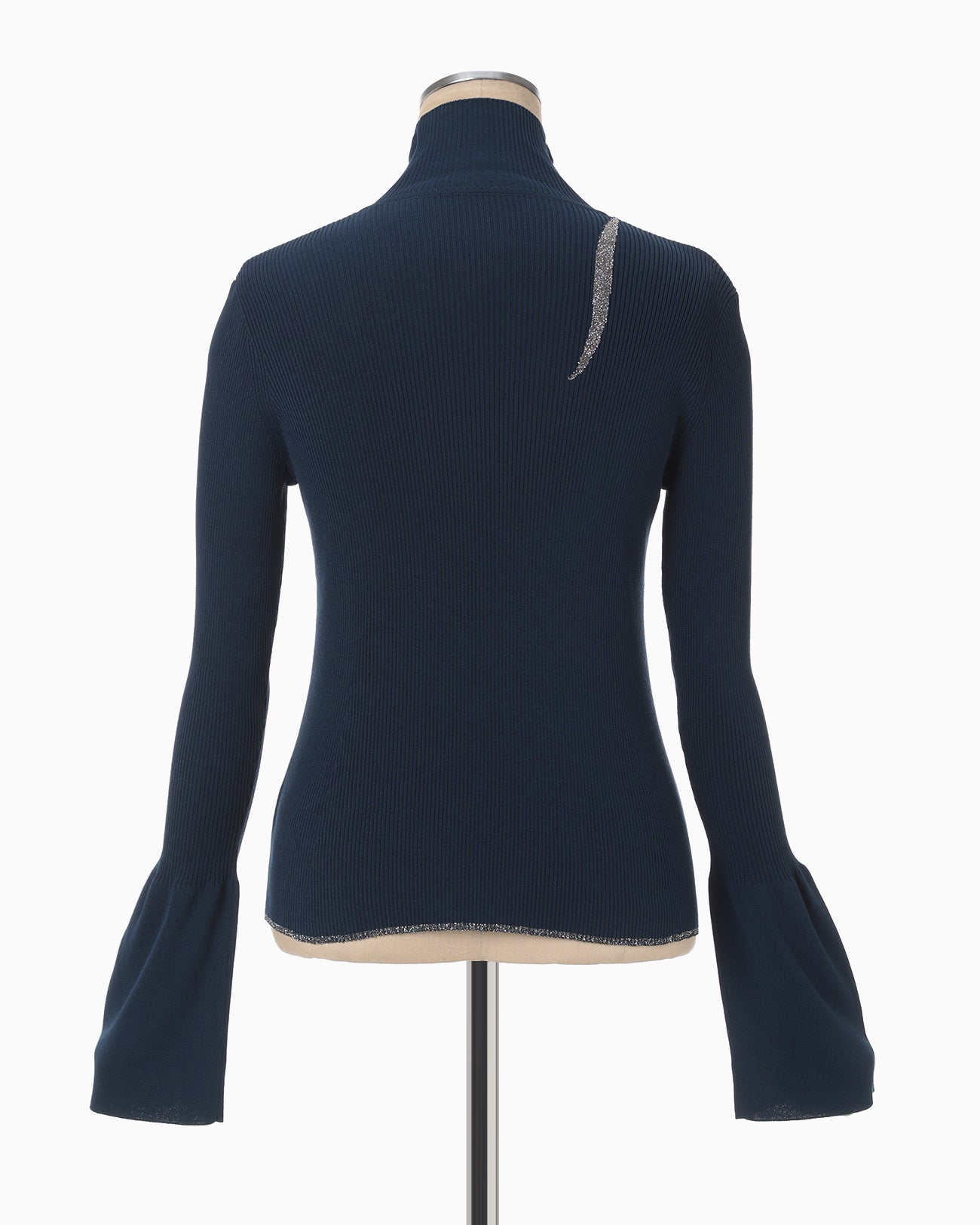 "Kintsugi" High Neck Knitted Top - navy