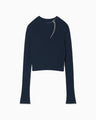 "Kintsugi" Crew Neck Knitted Top - navy