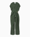 Fibrillated V-Neck Jump Suit - green