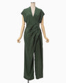 Fibrillated V-Neck Jump Suit - green