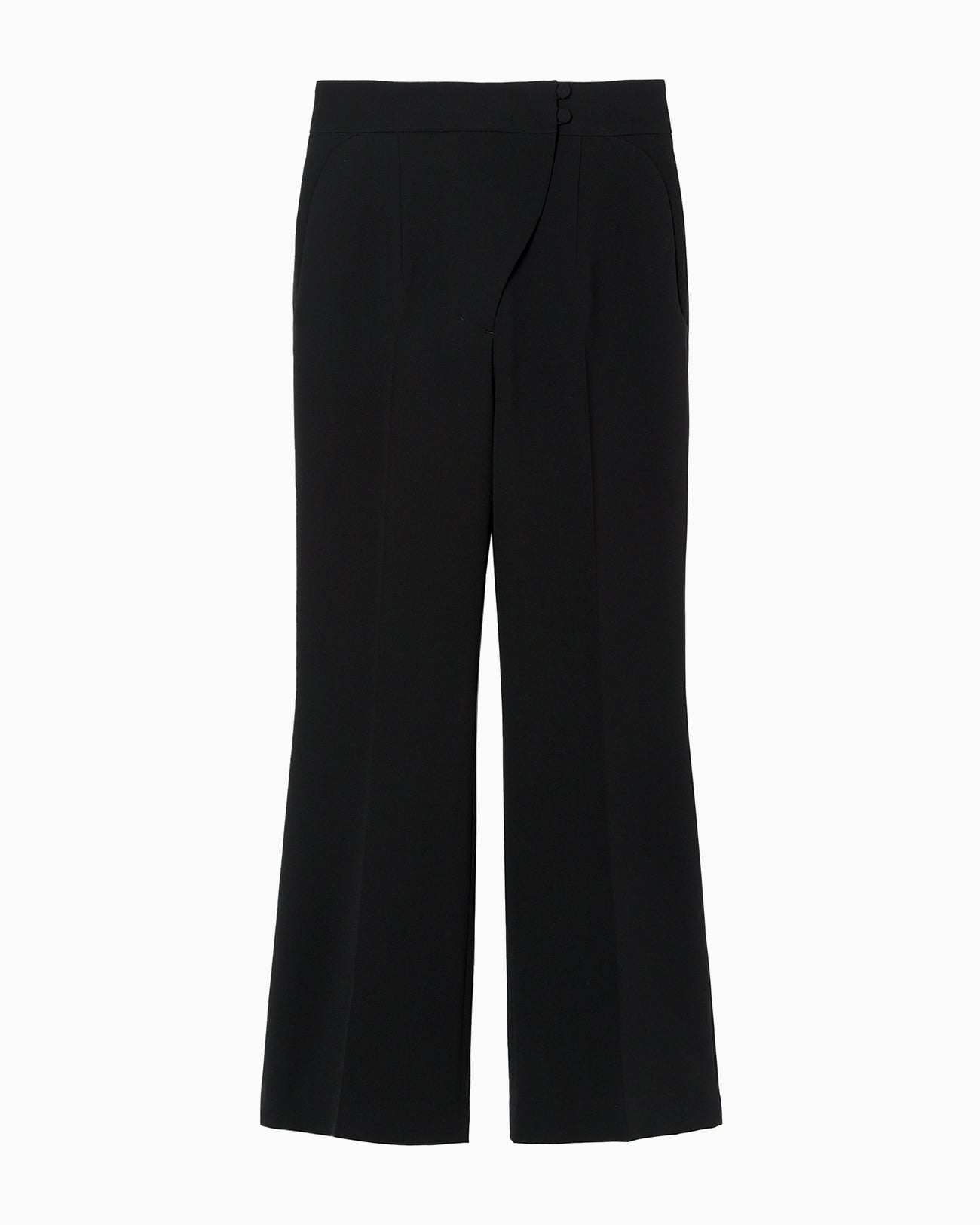 Acetate Polyester Cropped Suit Trousers - black