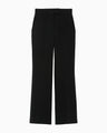 Acetate Polyester High Waisted Center Creased Suit Trousers - black