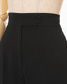 Acetate Polyester High Waisted Center Creased Suit Trousers - black