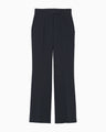 Acetate Polyester High Waisted Center Creased Suit Trousers - navy