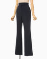 Acetate Polyester High Waisted Center Creased Suit Trousers - navy