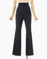 Acetate Polyester High Waisted Center Creased Suit Trousers - navy