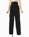 Organic Cotton Twill High Waisted Cargo Trousers - black