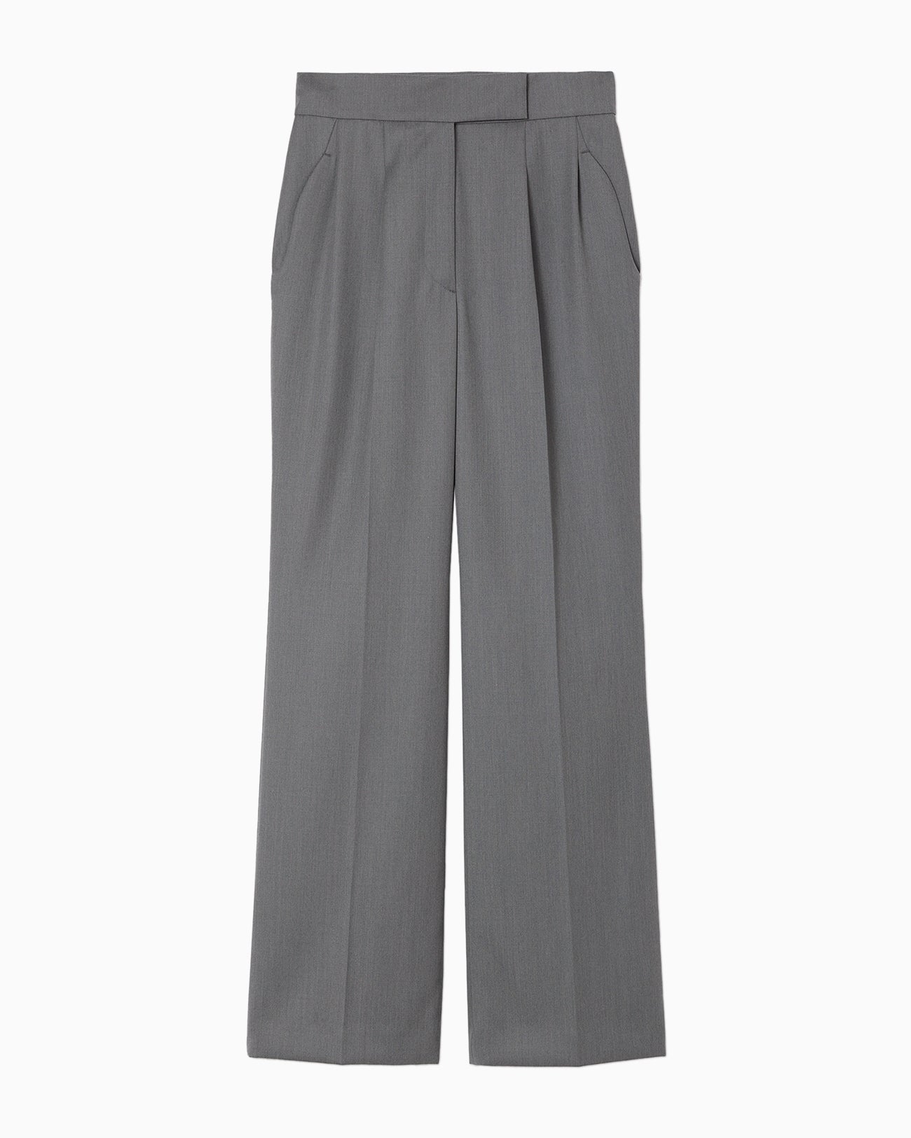 Light Wool Max Gabadine Flared Suit Trousers - grey