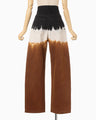 Gradient Dye Floral Embossed Wide Leg Jeans - brown