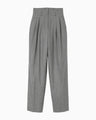 Wool Flannel Wide Tapered Trousers - grey