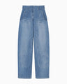 Floral Embossed Wide Leg Jeans - blue