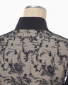 Floral Lace Stand Collar Shirt - navy