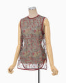 Floral Lace Sleeveless Top - vermillion