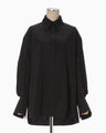 Floral Jacquard Cotton Oversized Shirt - black