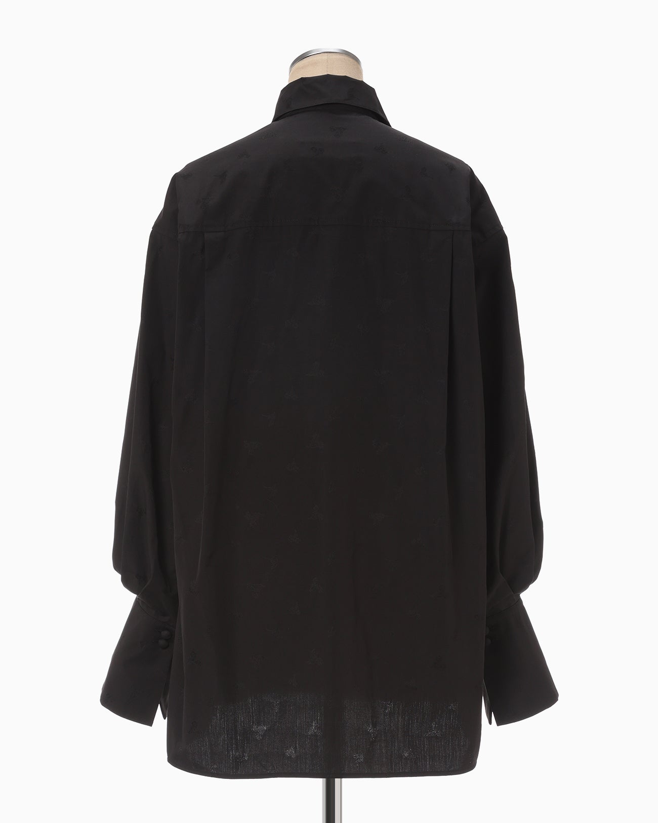 Floral Jacquard Cotton Oversized Shirt - black