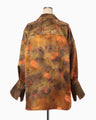 Silk Wool Satin Hand Painted Oversized Shirt - brown