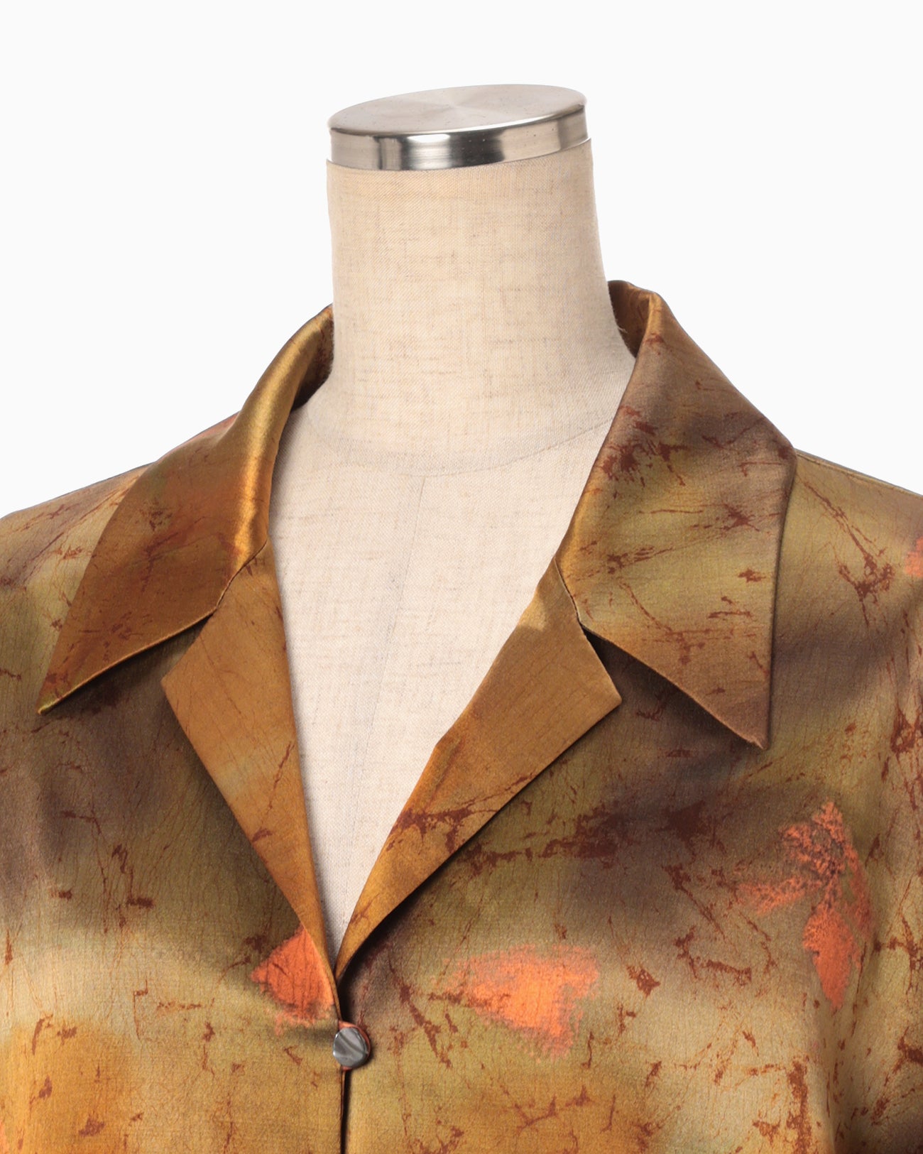 Silk Wool Satin Hand Painted Oversized Shirt - brown