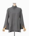 Light Wool Max Gabadine High Neck Blouse - grey