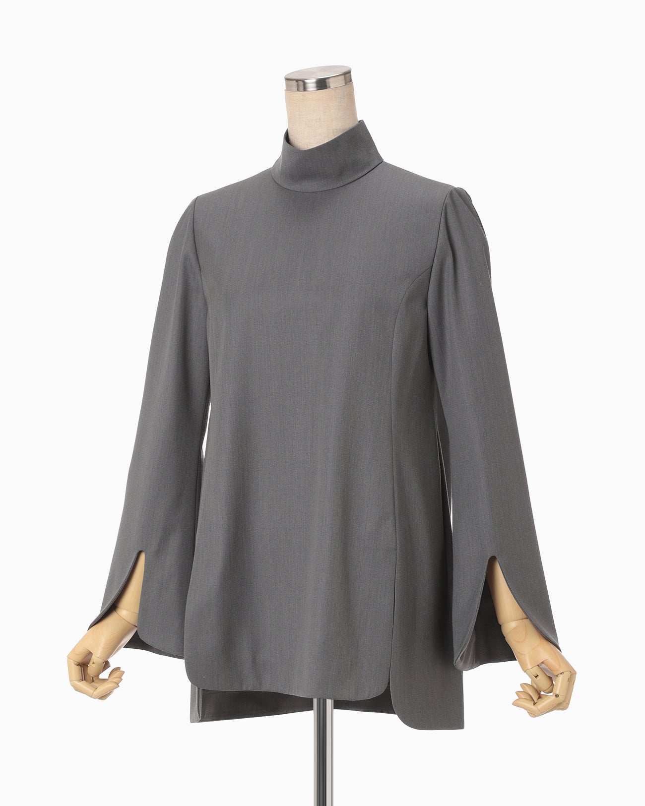 Light Wool Max Gabadine High Neck Blouse - grey