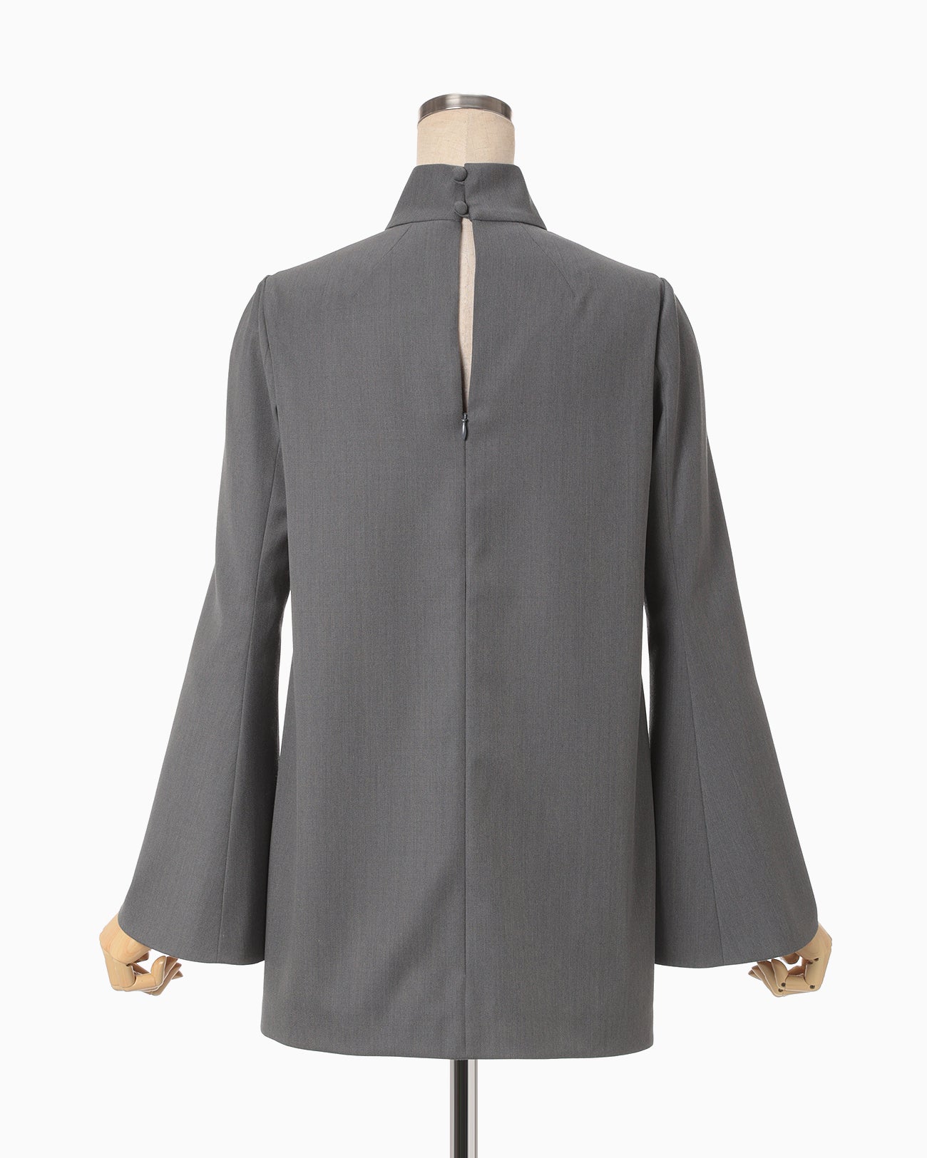 Light Wool Max Gabadine High Neck Blouse - grey