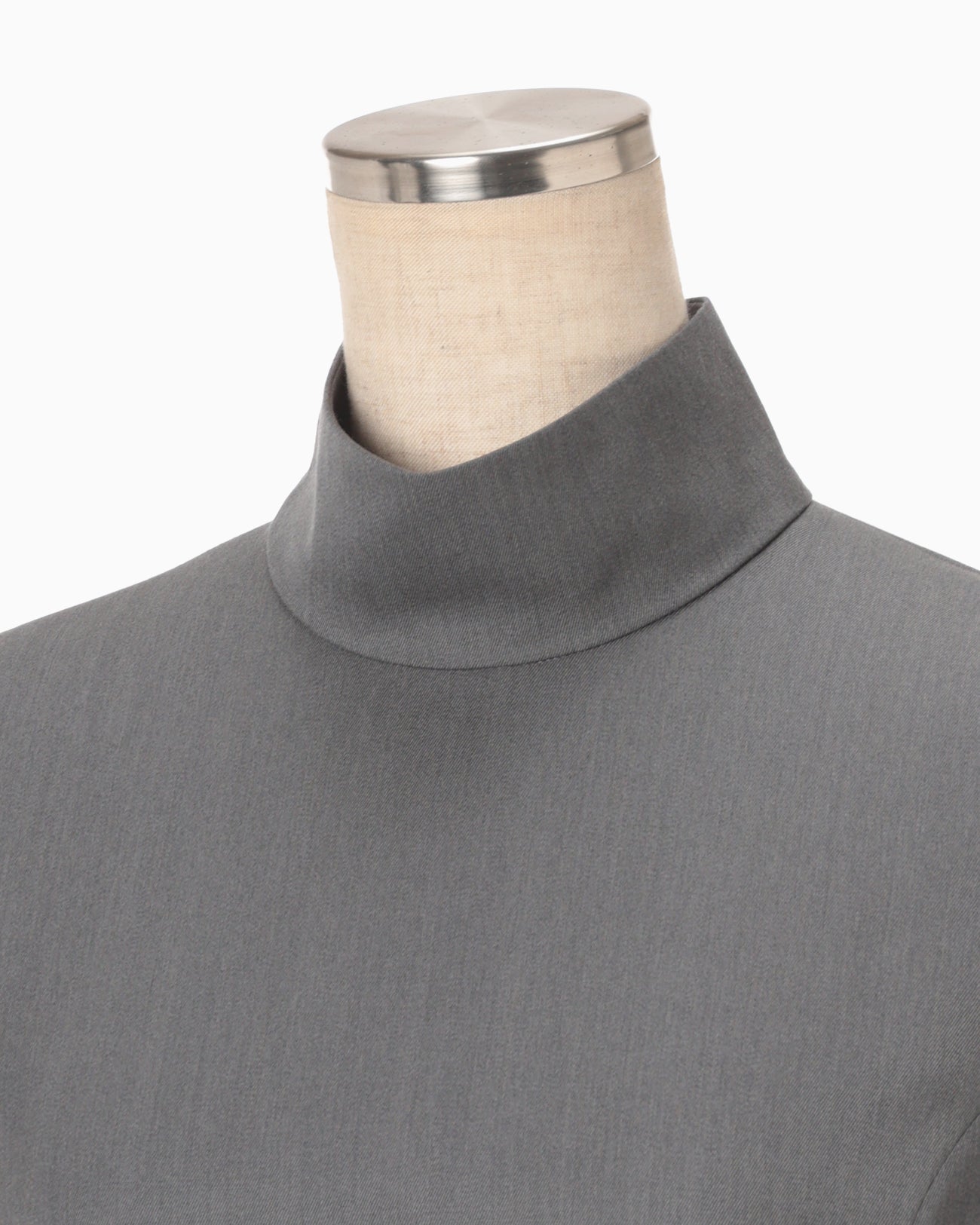 Light Wool Max Gabadine High Neck Blouse - grey