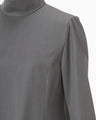 Light Wool Max Gabadine High Neck Blouse - grey