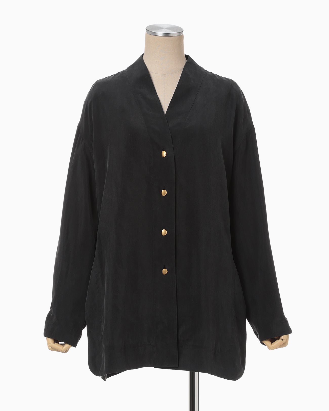 Fibrillated V-Neck Shirt - black