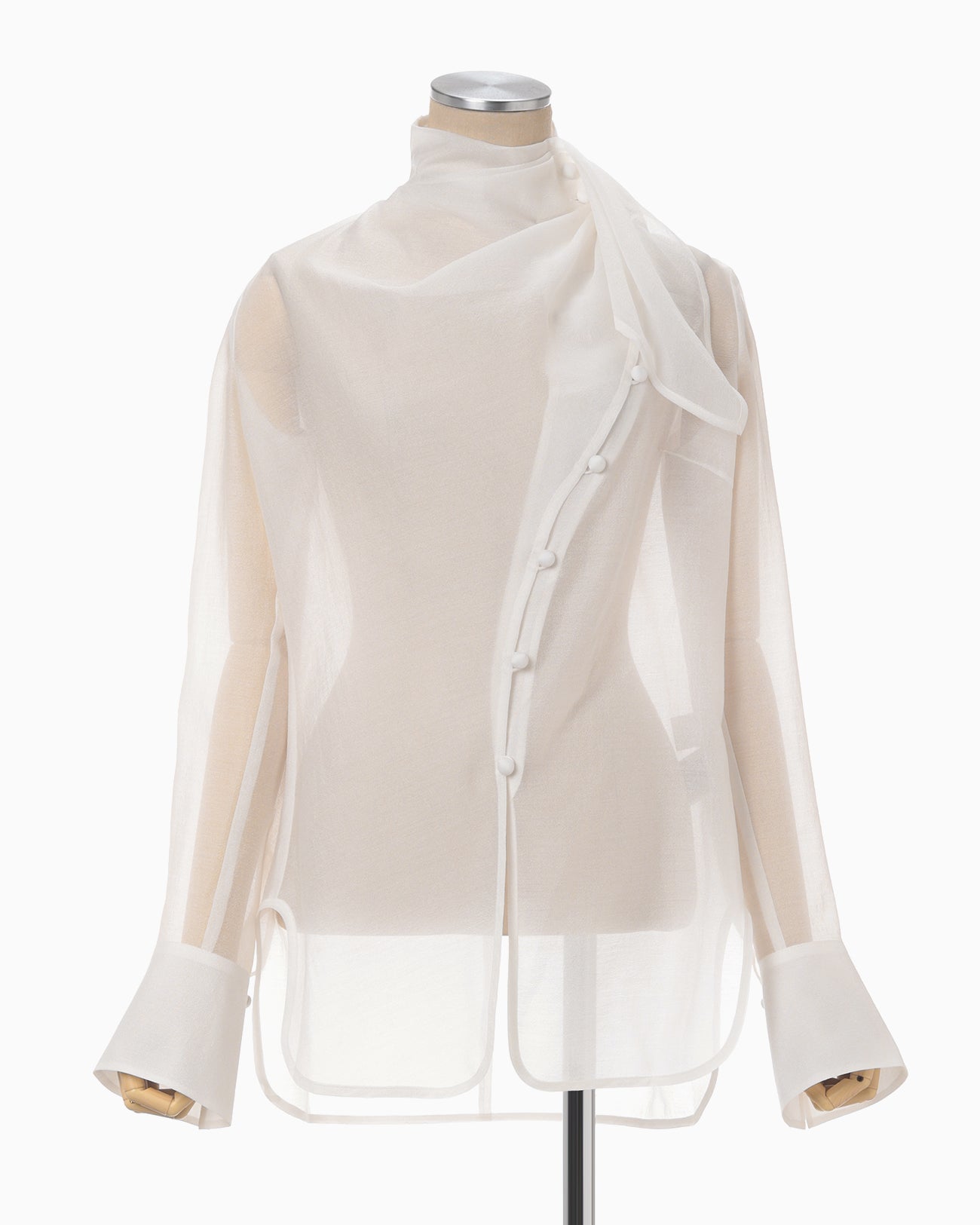 Sheer Draped Blouse - white