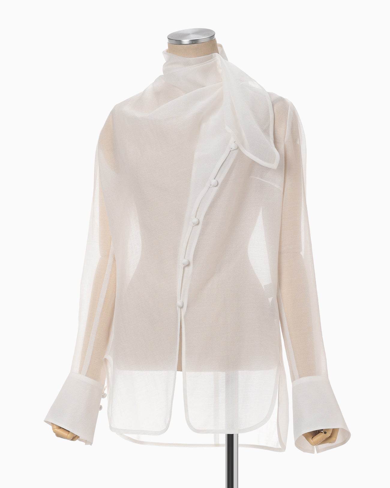 Sheer Draped Blouse - white