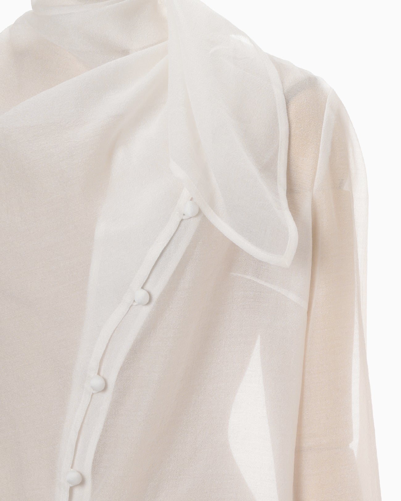 Sheer Draped Blouse - white