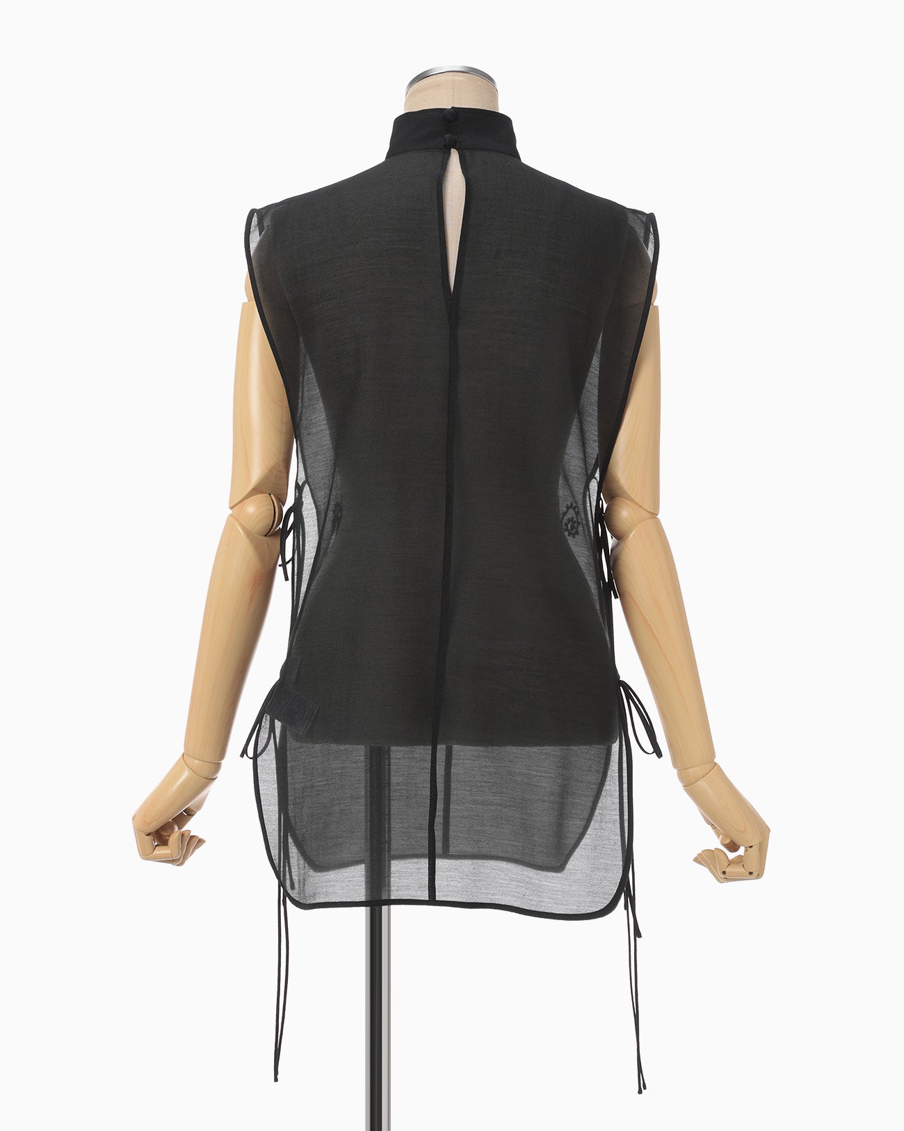 Sheer Embroidery Vest - black