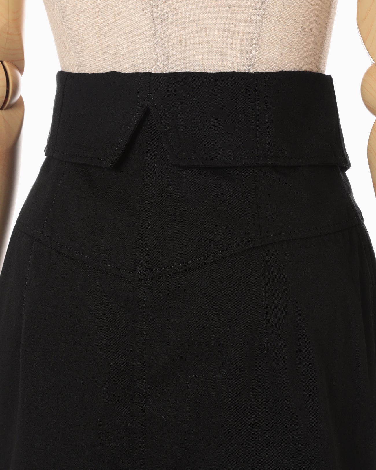 Organic Cotton Twill Fold-Over Waisted Skirt - black