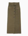 Organic Cotton Twill Fold-Over Waisted Skirt - khaki