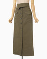 Organic Cotton Twill Fold-Over Waisted Skirt - khaki