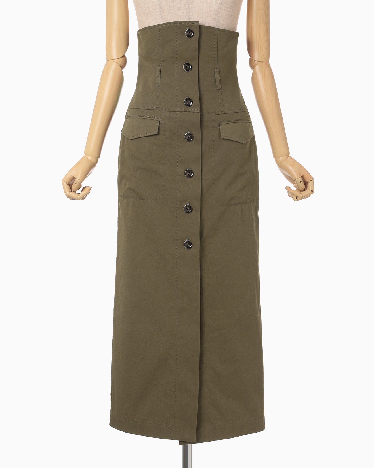 Organic Cotton Twill Fold-Over Waisted Skirt - khaki