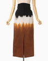 Gradient Dye A-Line Denim Skirt - brown