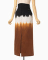 Gradient Dye A-Line Denim Skirt - brown